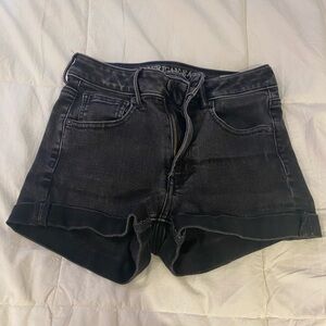 American Eagle, black stretchy jean shorts size 2